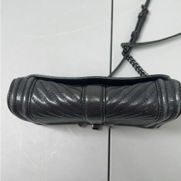 Rebecca Minkoff Love Crossbody Bag Black Chevron Quilted Chain Strap Leather - Picture 9 of 16